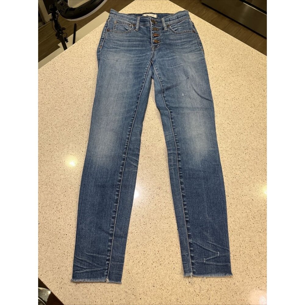 Madewell 9" High Rise Skinny Jeans Size 25 Medium Wash Stretch Distressed